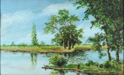 1H027 xx. Century Hungarian painter: waterfront landscape