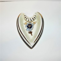 Zsolnay Búzavirág mintás szív alakú tálka, gyűrűtartó