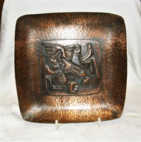 Reteo - KÁKONYI  jelzéssel bronz tál  - Falídísz