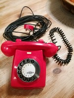 Retro piros tárcsás telefon,fekete számlapos