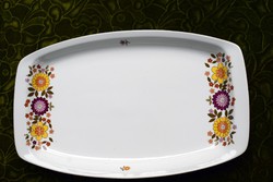 Alföldi retro virágos porcelán lapos tálca , tál , kínáló 39 x 24 x 3 cm