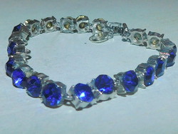 London blue crystal stony Tibetan silver tennis bracelet