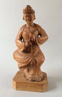 Chinese wooden sculpture of flutist figure