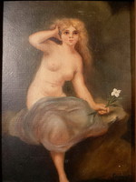 B315 nude young girl with lily nude oil picture