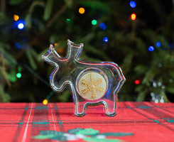 Rénszarvas formájú üveg mécsestartó - jávorszarvas, szarvas gyertyatartó, karácsonyi dekoráció
