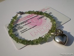 Burmese green apatite heart bracelet