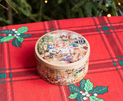 Karácsonyi macis sütisdoboz - fém kekszes doboz
