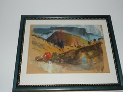 János Rozs watercolor landscape - in a new frame!