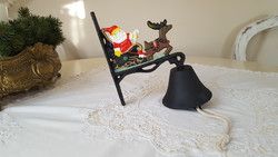 Santa Claus with reindeer, cast iron bell, bell,