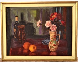 Schey Ferenc (1925-1997) Still life titled Gallery oil painting WITH ORIGINAL GUARANTEE !