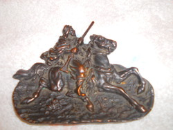 Antik bronz lovas súlyos tálca