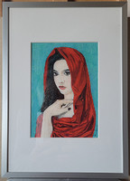 "Lány vörös kendővel" c. portré