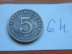 Panama 5 centesimo de balboa 1962 64.