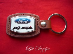 Ford kuga metal keychain on leather background