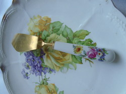 Copper English cake shovel. Porcelain with hand-painted handle.