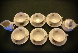 Tulowice antik kávéskészlet - 6 csésze, 6 kistányér, tejkiöntő, cukortartó