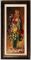 Adilov Alim "Virágcsokor vázában" c. olajfestmény keretben, ingyen postával