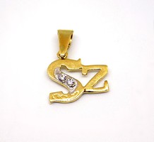 Yellow white gold stone letter pendant (zal-au101121)
