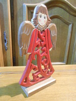 Karácsonyi figura dekoráció angyalka fa faragott 21*12*4 cm új!