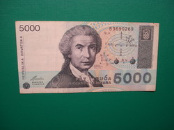 Horvátország 5000 dínár 1992