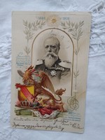 Antik, hosszúcímzéses litho/litográfiás, dombornyomott képeslap Friedrich von Baden főherceg