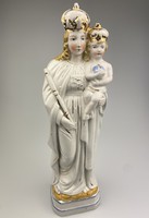 Virgin Mary with a crown depicted with the little Jesus - porcelain statue
