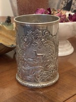 About 1 forint! Antique silver hunter's glass with a rare Pest metal mark from 1845, 379 grams!