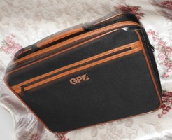 Gpa suitcase shaped canvas and leather hand luggage bag