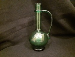 Large, torn, blown, glass spout, decanter, handmade, bubble