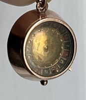 About 1 forint! 14 carat Hungarian hallmark antique gold (6.7 grams) working roulette wheel talisman pendant!