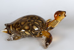 Modern stílusú, Murano üveg, teknősbéka figura barna színű üveggel.