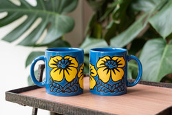 Wächtersbach / waechtersbach German retro ceramic mug pair - mid-century modern cup