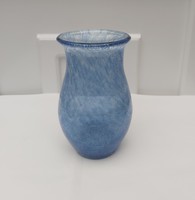 Gyönyörű ritka formájú kék repesztett Fátyolüveg fátyol karcagi berekfürdői üveg váza Gyűjtői