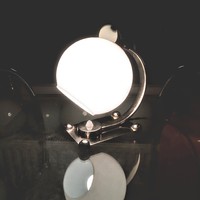 Art deco - Bauhaus különleges formájú nikkelezett asztali / fali lámpa felújítva - tejüveg ernyő