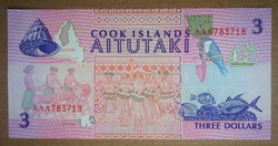 Cook-szigetek 3 Dollars 1992 Unc
