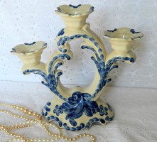 Ceramic candlestick with blue pattern