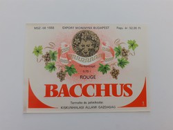 Retro pezsgős üvegcímke Rouge Bacchus tankpezsgő pezsgő címke