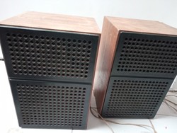 Two wood-paneled speakers