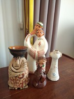 4 retro ceramic figures in one: andrea vertel, enikő győrbíró, maréza várkonyi