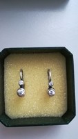 Silver stone button earrings