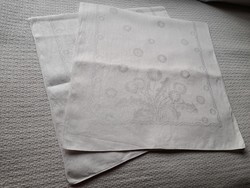 2 large damask kitchen towels with dandelion pattern