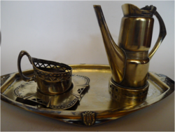 Art Nouveau argentor as wien single silvered coffee set with spout and tray