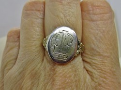 Szép kézműves ezüst pecsétgyűrű T.J. monogrammal