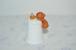 1 teddy bear with birthday cake from English porcelain thimble collection