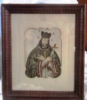 Antique portrait of a nun in Nepomuk St. John Xix. End of sz xx.S Beginning of sz, partially embroidered / tapestry /