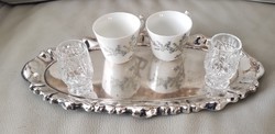 Beautiful Biedermeier, art deco style antique serving snaps tray, coffee for short drinks, silver plated