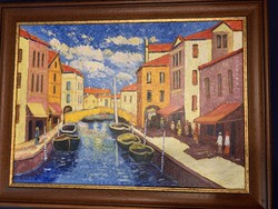 Vén szignóval Velence c. festmény