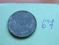 Belgium belgique - belgie 5 centimes 1916 ww i cink 67.