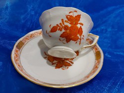Herendi-Apponyi  orange mintás porcelán kávés csésze