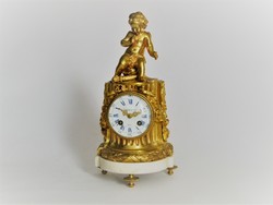 Antique -gilded French figural table clock, c 1850-60